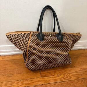 Pour La Victoire Milano Black/Tan Basketweave Large Tote